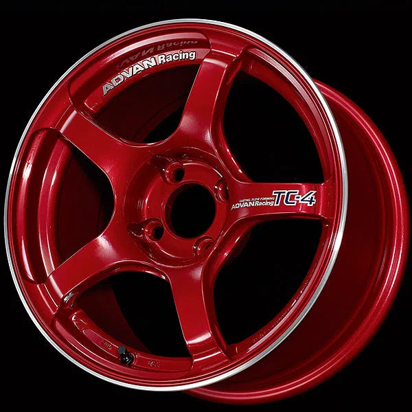 Advan TC-4 Wheel - 16X7.0 / 4x100 / +42mm Offset - Racing Candy Red & Ring