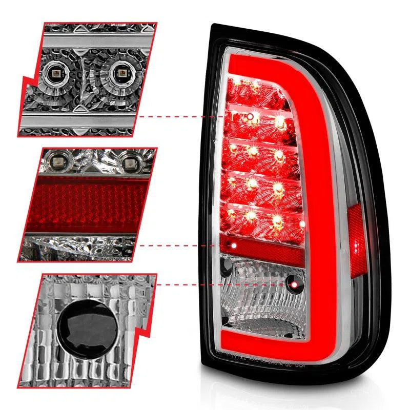 ANZO 00-06 Toyota Tundra LED Taillights w/ Light Bar Chrome Housing Clear  Lens