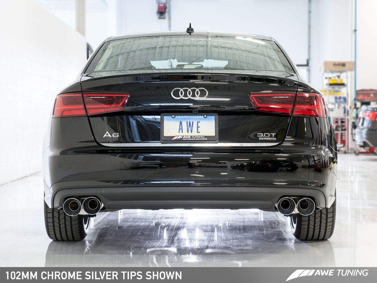 AWE Tuning Audi C7.5 A6 3.0T Touring Edition Exhaust - Quad Outlet Chrome Silver Tips (3015-42072)