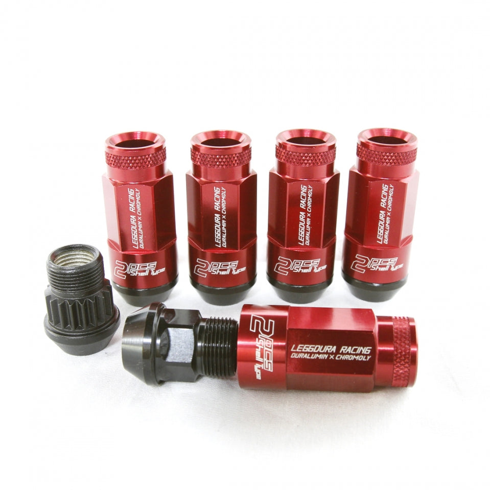 Project Kics Leggdura Racing Shell Type Lug Nut 53mm Open-End-Style -  12x1.25 - Red