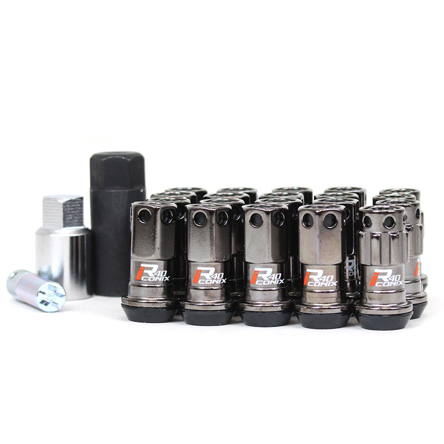 Project Kics R40 Iconix Classical Lug Nuts (16+4 Locks) - 12x1.25 (Plastic  Cap) - Black Chrome