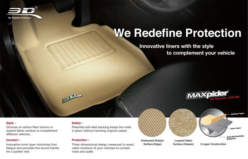 3D MAXpider 2006-2011 Honda Civic Coupe Classic 2nd Row Floormats - Black-DSG Performance-USA