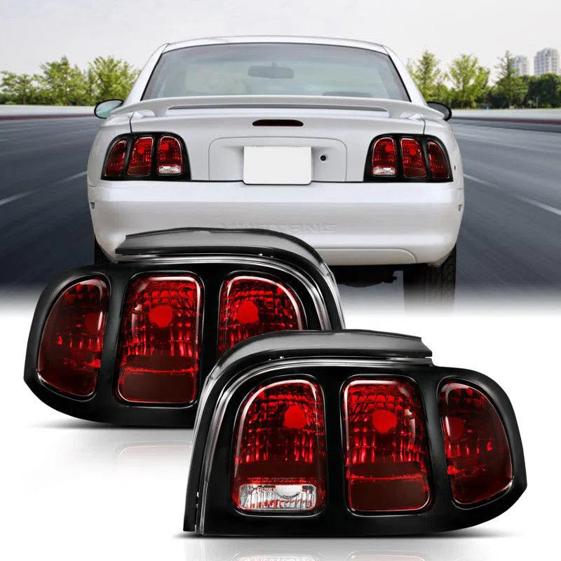 ANZO 1994-1998 Ford Mustang Taillight Dark Red Lens (OE Style)-DSG Performance-USA