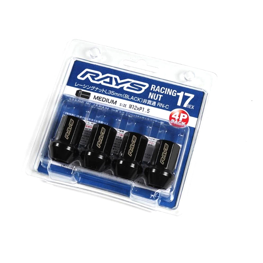 Rays 17Hex Racing Lug Nut L35 Medium Type (Closed End Pack of 4) 12x1.25 - Black-DSG Performance-USA