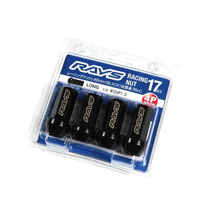 Rays 17Hex Racing Lug Nut L48 Long Type (Closed End Pack of 4) 12x1.25 - Black-DSG Performance-USA