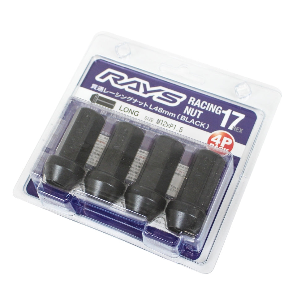 Rays 17Hex Racing Lug Nut L48 Long Type (Open End Pack of 4) 12x1.25 - Black-DSG Performance-USA