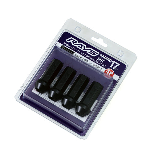 Rays 17Hex Racing Lug Nut L58 Super Long Type (Open End Pack of 4) 12x1.5 - Black-DSG Performance-USA